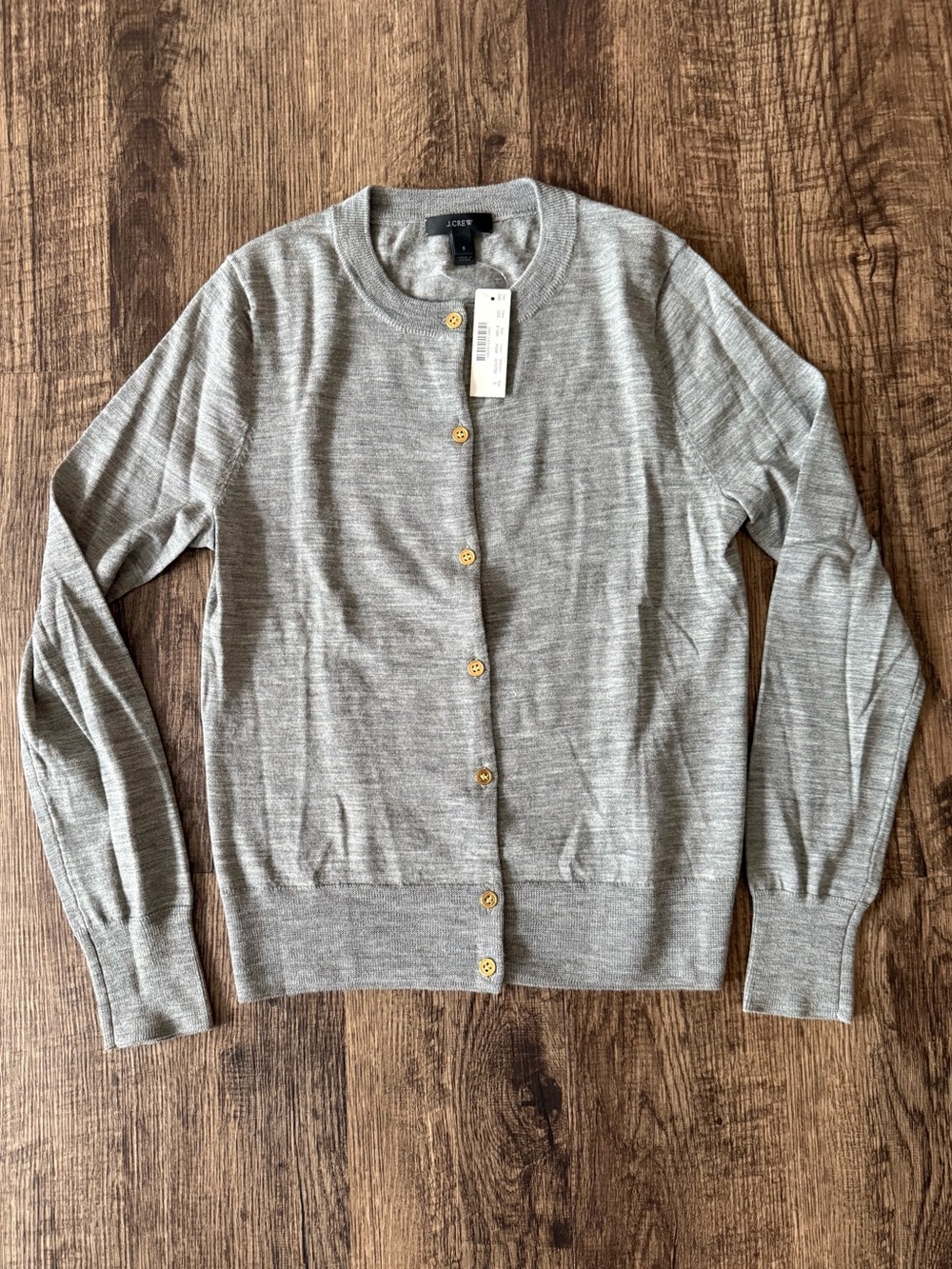 J. Crew Light Gray Button Front Crewneck Cardigan